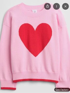 GAP Pink Crewneck Sweater with Red Heart